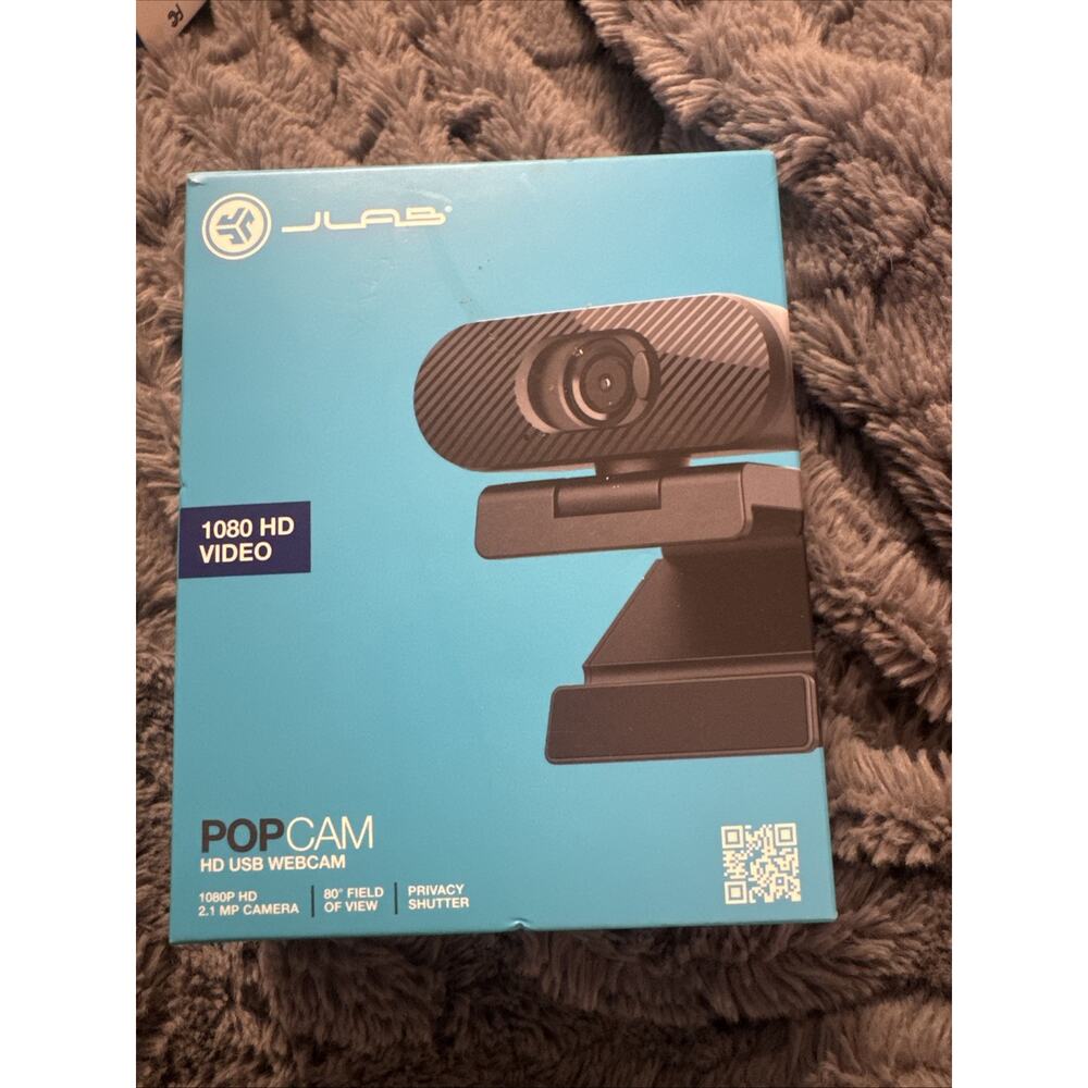 JLab Go Pop USB HD Webcam, Black, 1080p/30 FPS, 2.1 Megapixels, Privacy Shutter